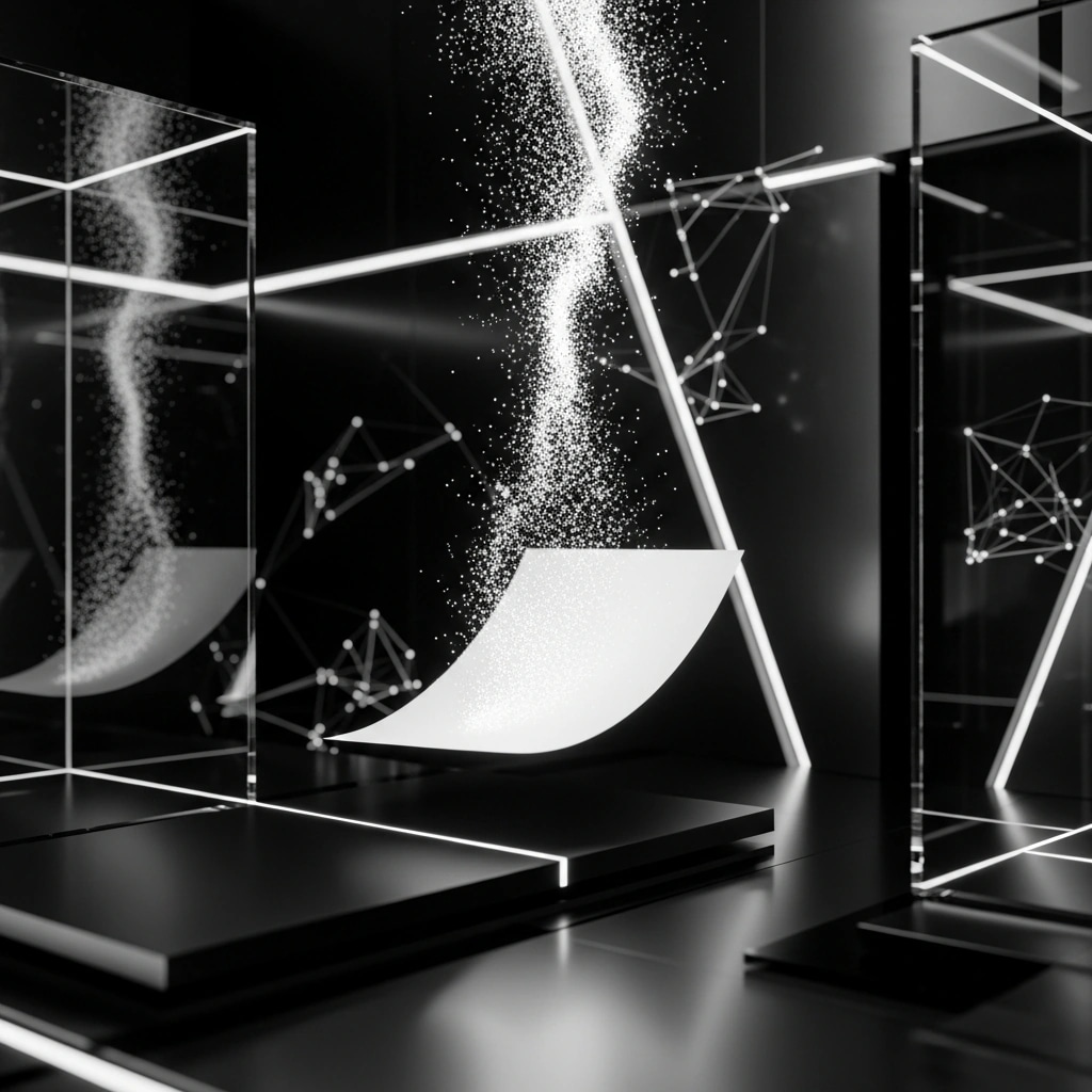 AI Invoice Creation: cinematic monochrome illustration