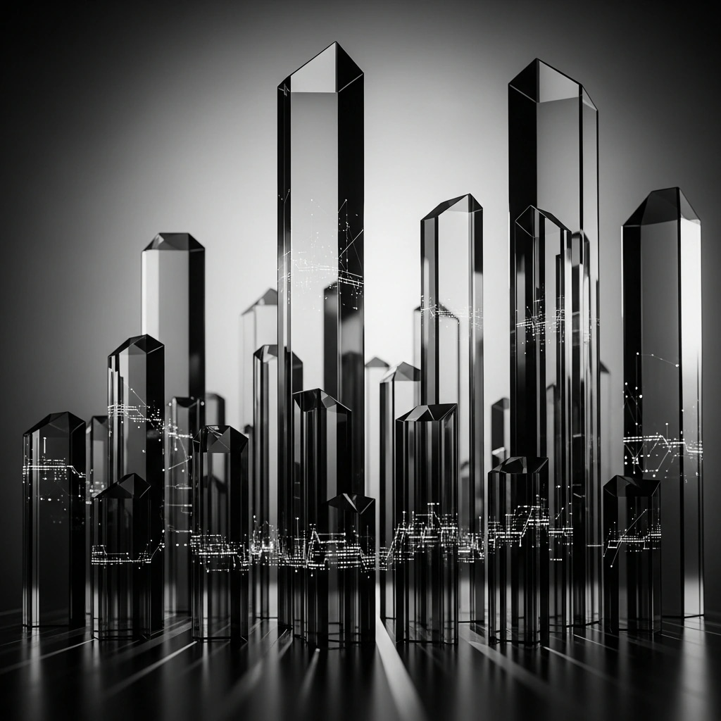 Analytics Dashboard: cinematic monochrome illustration