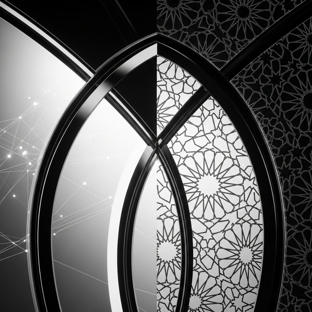 Bilingual EN + AR PDFs: cinematic monochrome illustration